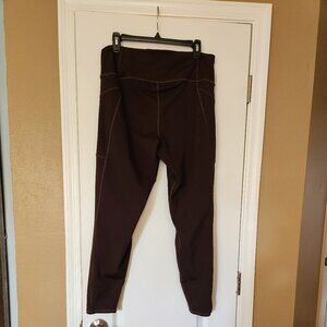 Quince High Waist Thermal Leggings Expresso with Zipper Pockets Size XL